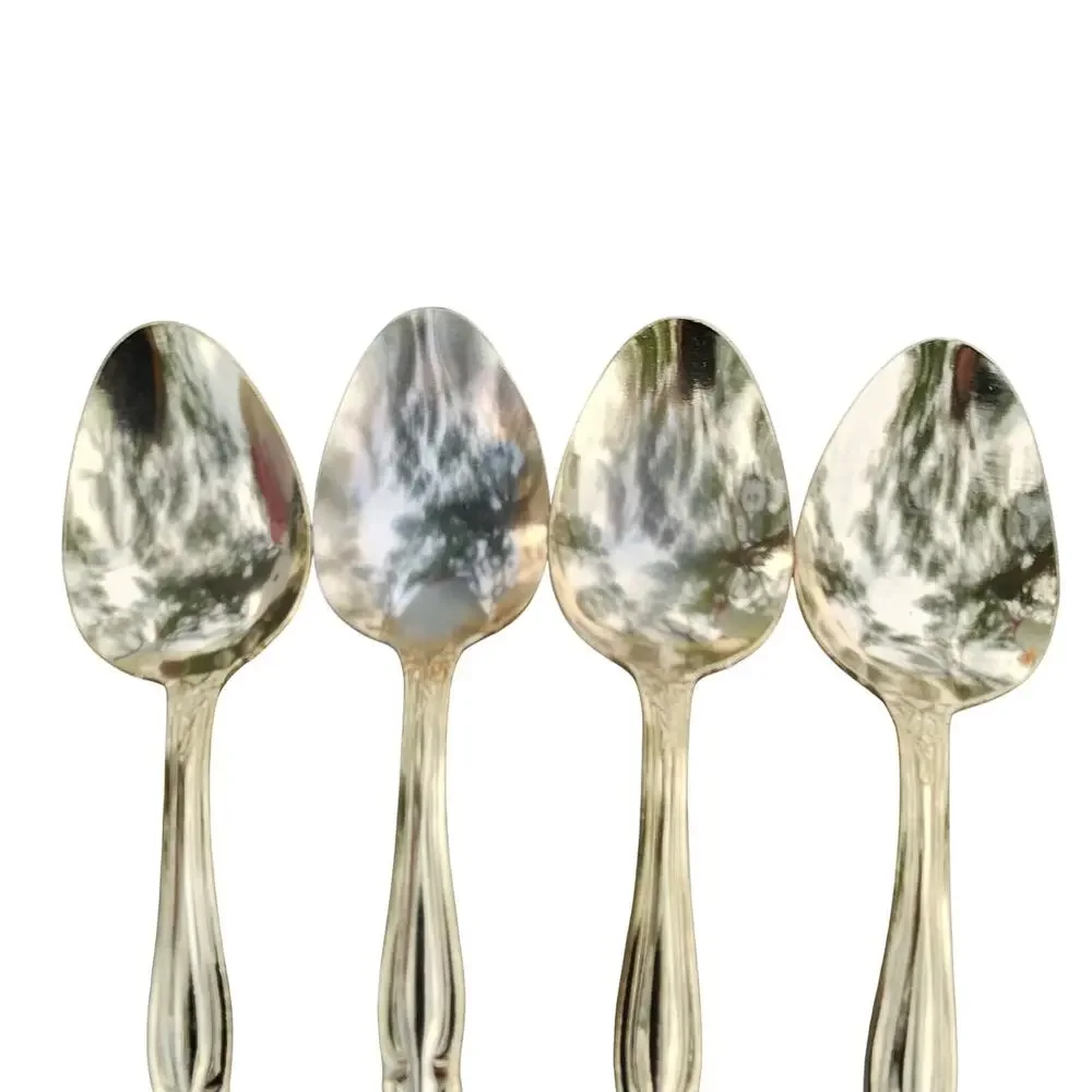 Lot 4 International Silver San Marcos Gold Electroplate Oval Soup Spoons 7 3/8